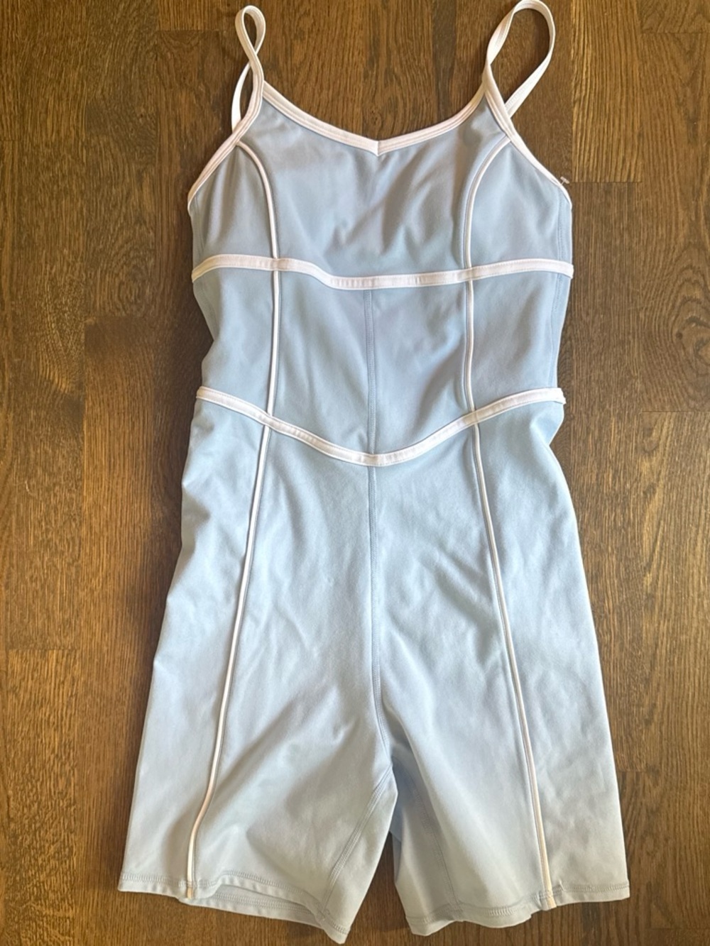 Altar'd State Light Blue Romper with Cream Piping